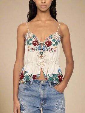 Sea New York Ivory Embroidered Floral Top